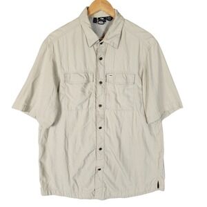 Outdoor Research Shirt Men's Large Tan Short Sleeve Button Up Hiking Fishing